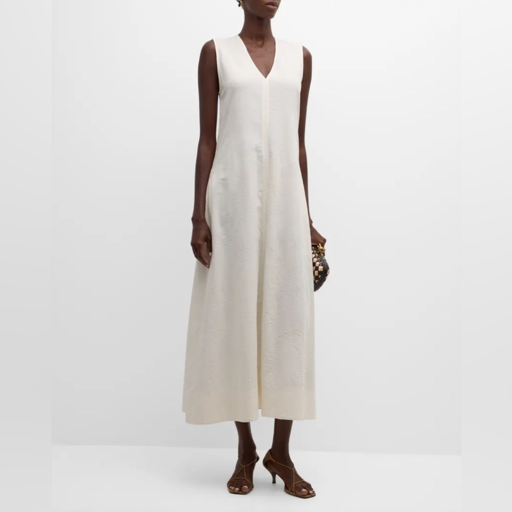 Toteme Plunging Floral Jacquard Twisted Backless Maxi Dress Off White FR 34 700$ - Picture 8 of 17
